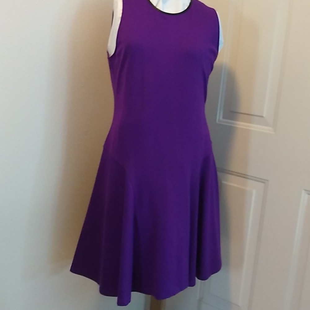 Purple with Black Trim Sleeveless Dress Knit